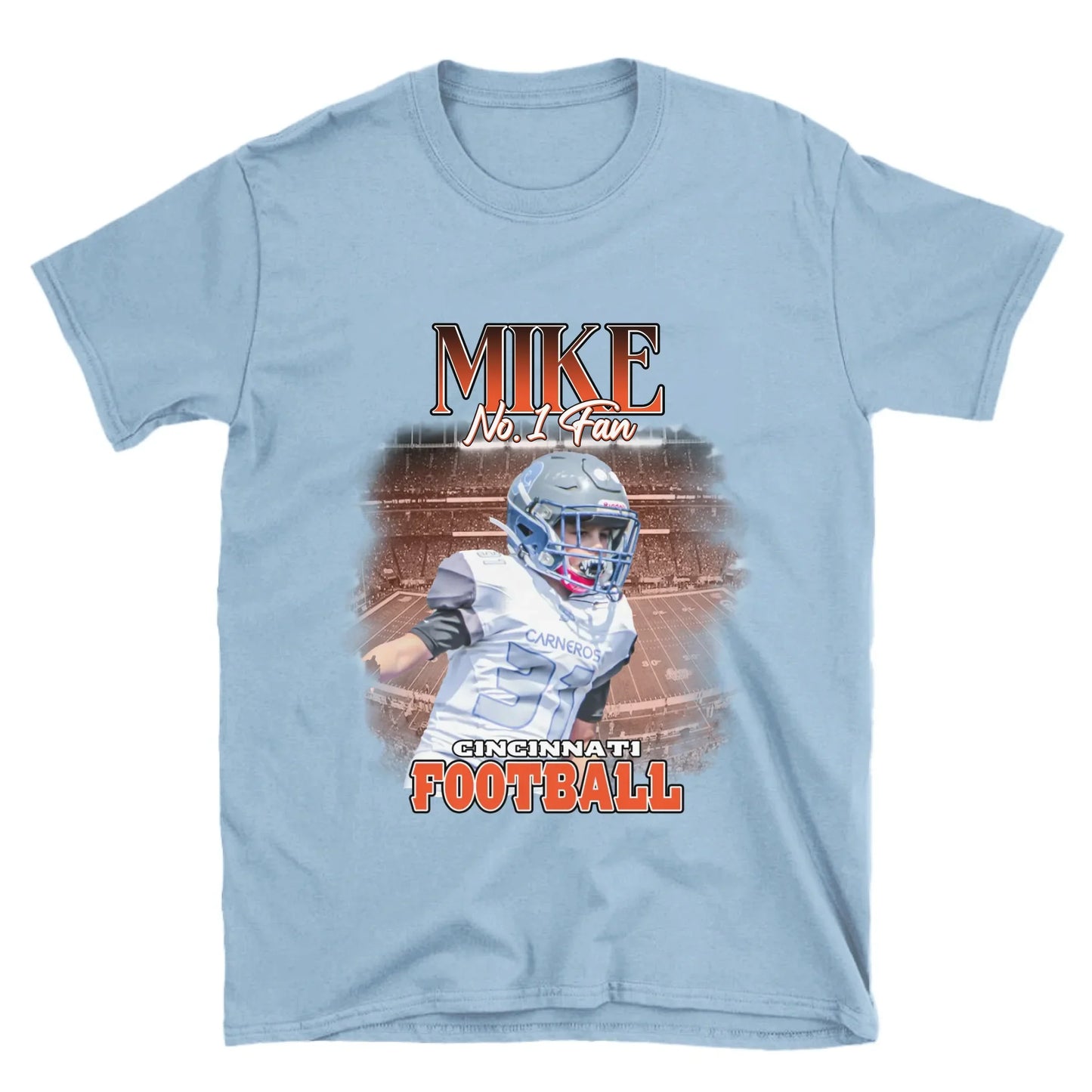 Personalized American Football Fan Photo T-Shirt