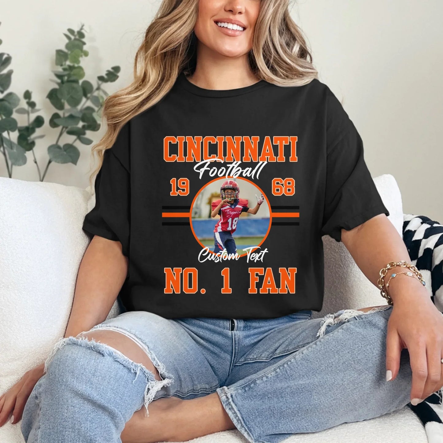 Personalized American Football Fan Custom Photo T-Shirt