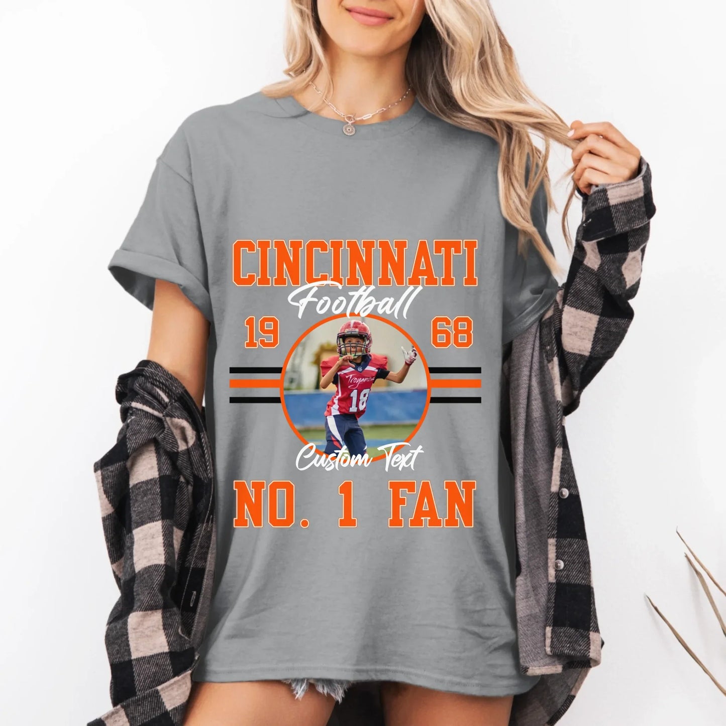 Personalized American Football Fan Custom Photo T-Shirt