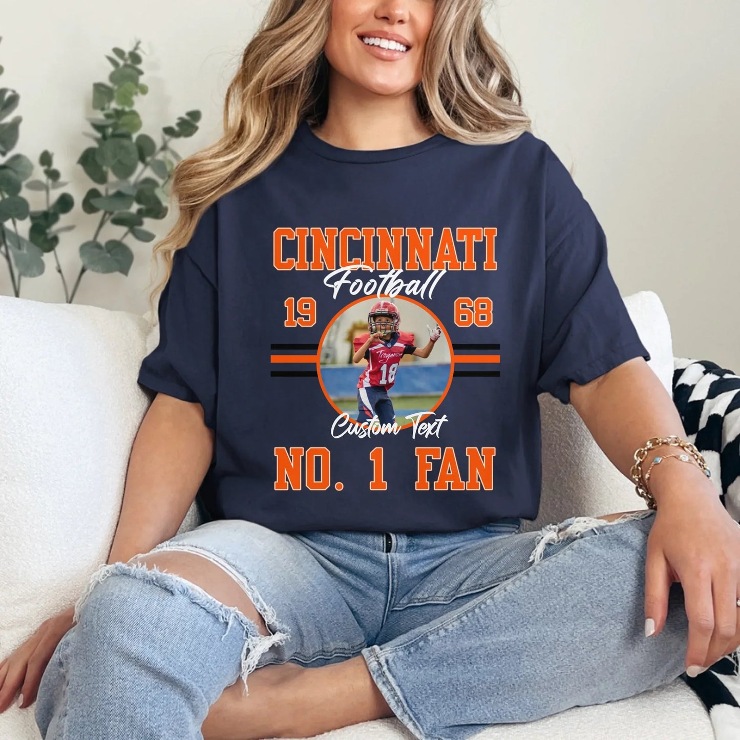 Personalized American Football Fan Custom Photo T-Shirt