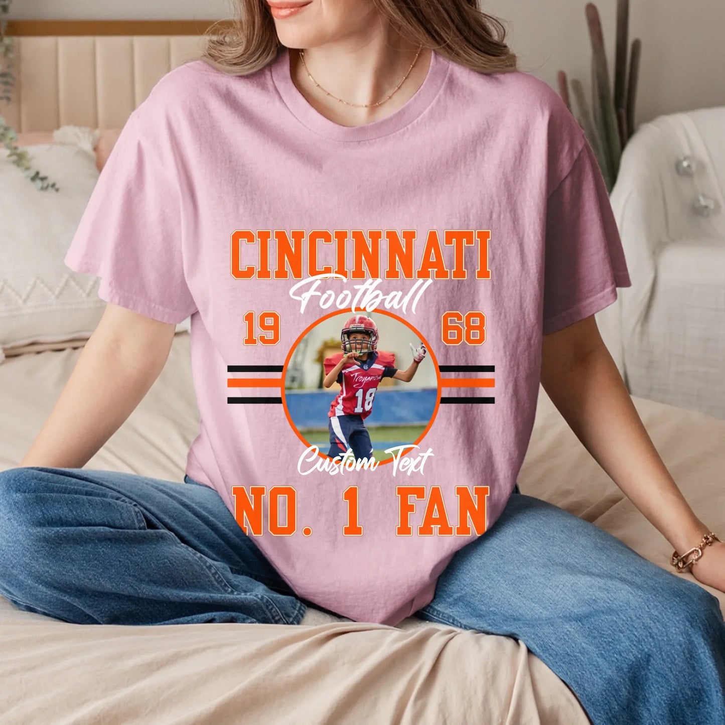 Personalized American Football Fan Custom Photo T-Shirt