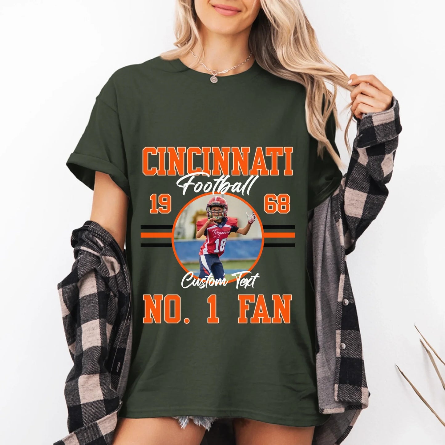 Personalized American Football Fan Custom Photo T-Shirt