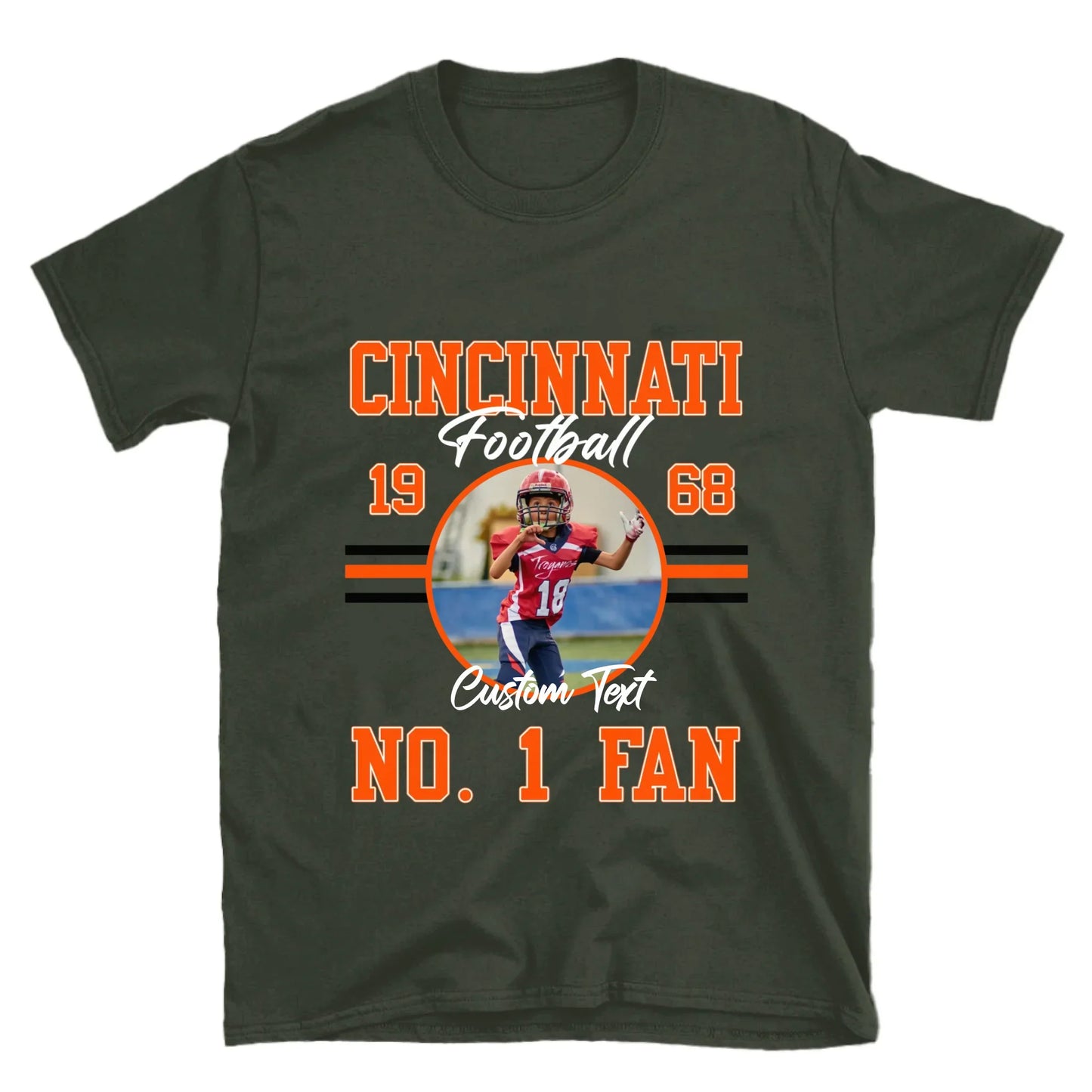 Personalized American Football Fan Custom Photo T-Shirt