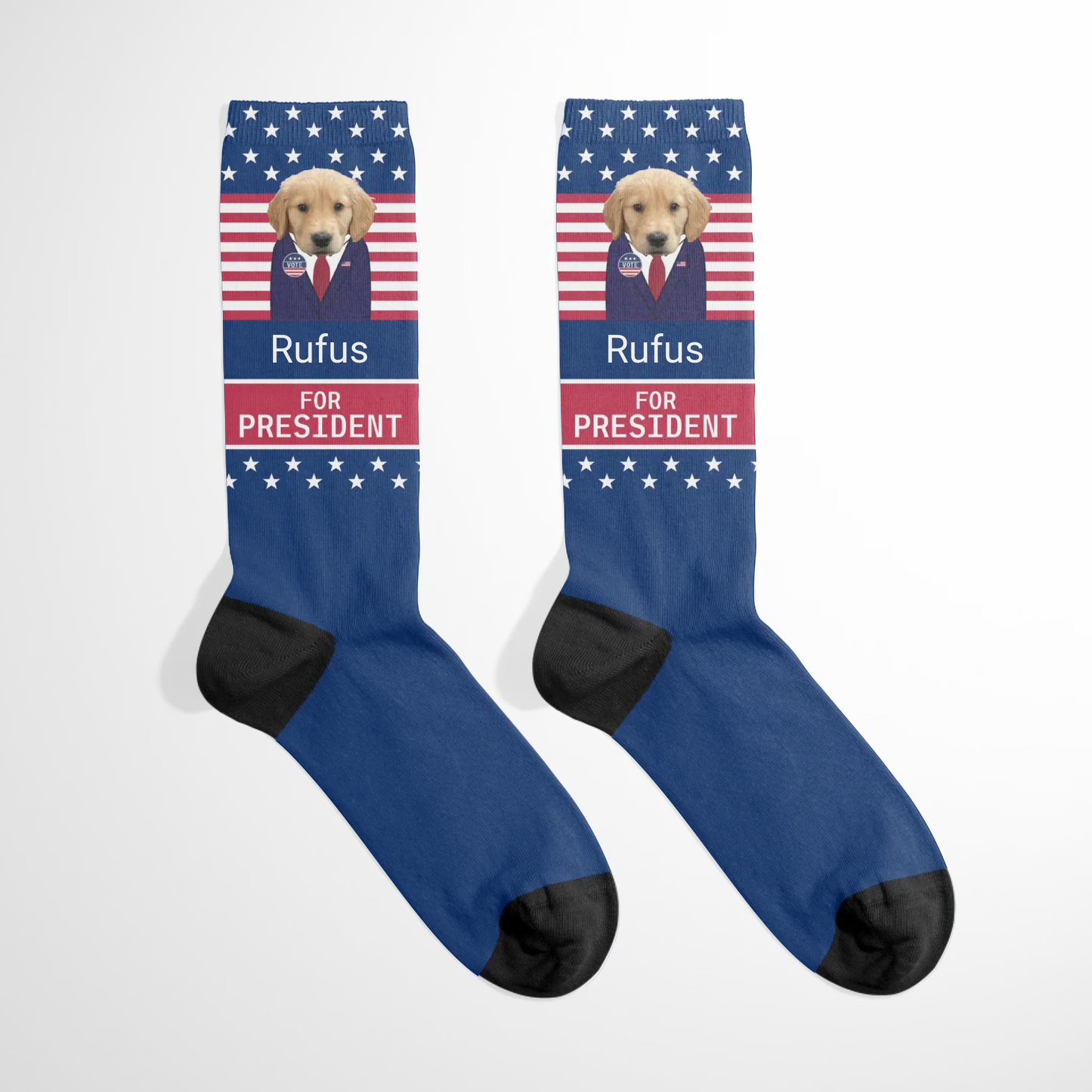 Personalized President's Day Pet Face Socks