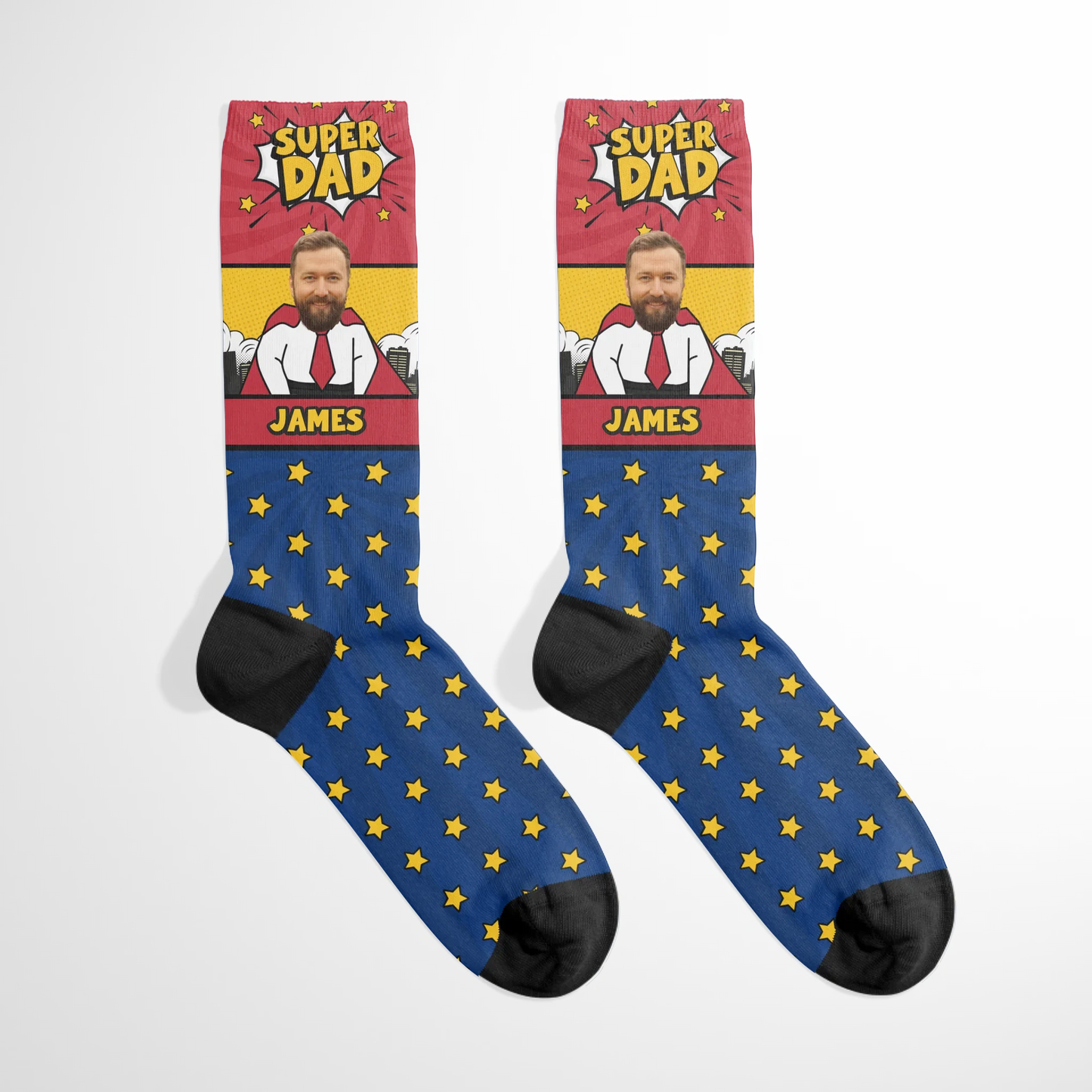 Personalized 'Super Dad' Photo Upload Socks