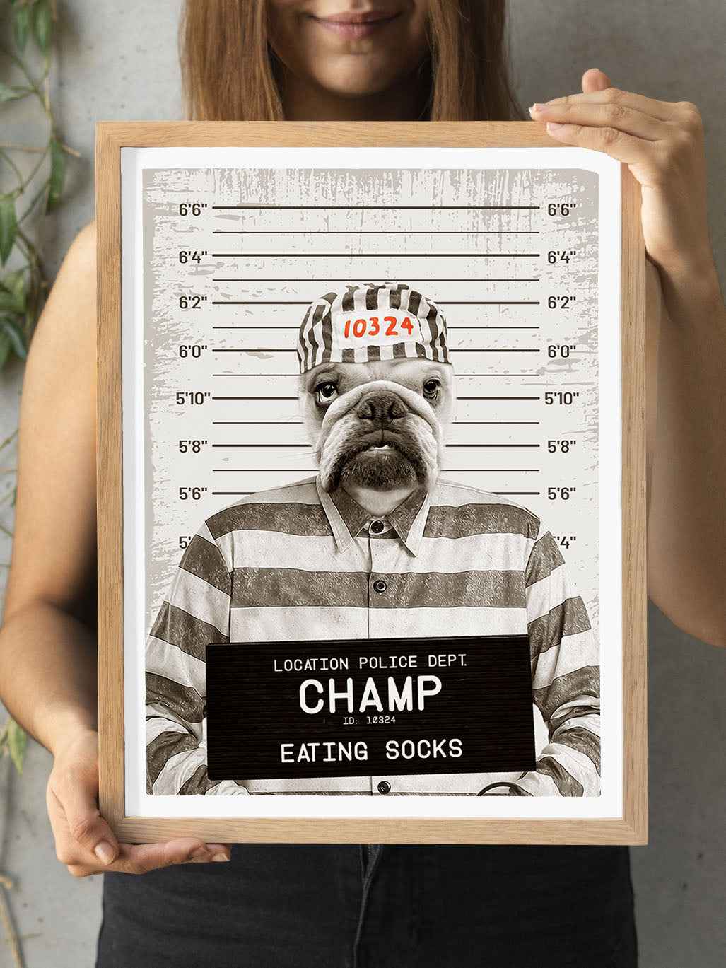 Naughty Pet Mugshot - Custom Pet Portrait