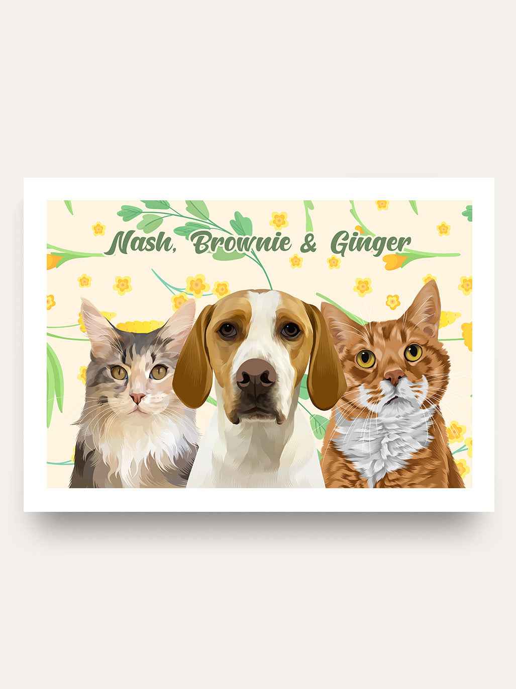 Spring (3 Pets) - Custom Pet Portrait