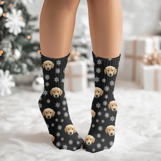 Christmas Snowflakes Pet Face Socks