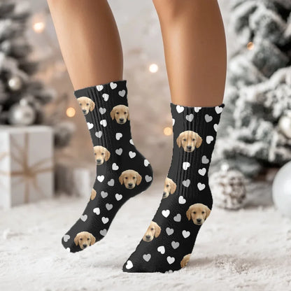Pet Face Heart Pattern Socks