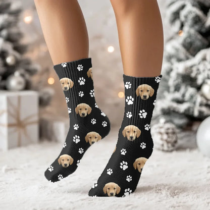 Paw Print and Pet Face Pattern Socks