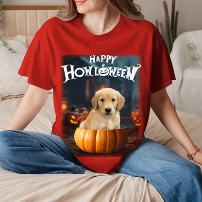 Pet in Photo-Realistic Pumpkin Photo Upload T-Shirt