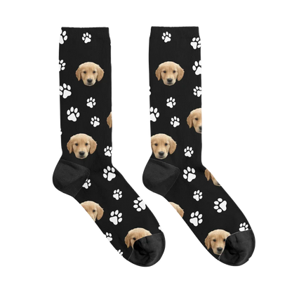 Paw Print and Pet Face Pattern Socks