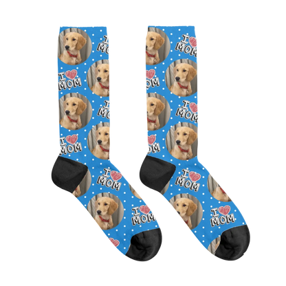Personalized I Heart Mom Pet Face Socks