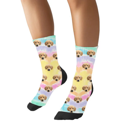 Custom Tie Dye Pet Face Socks