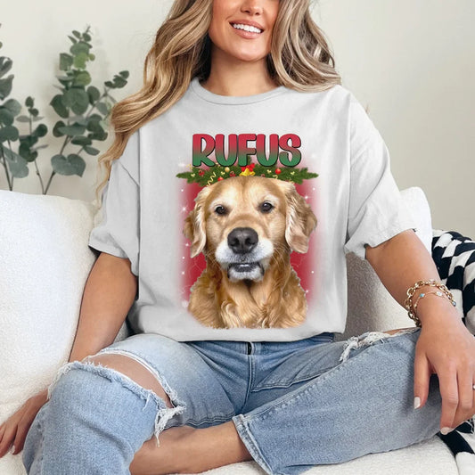 Personalized Christmas Custom Pet Photo T-Shirt