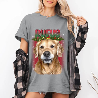 Personalized Christmas Custom Pet Photo T-Shirt