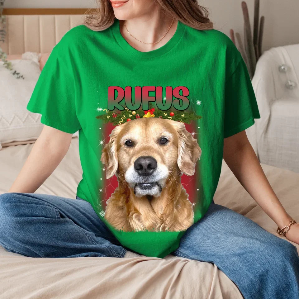 Personalized Christmas Custom Pet Photo T-Shirt