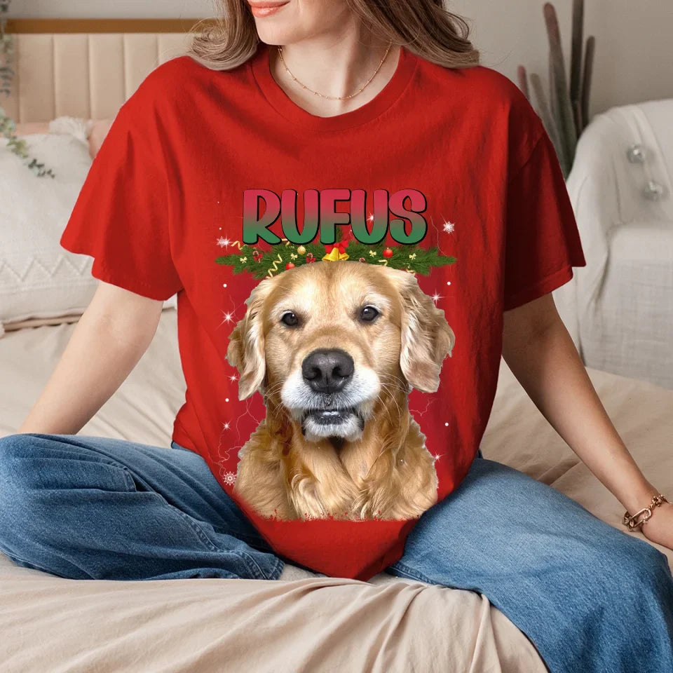 Personalized Christmas Custom Pet Photo T-Shirt