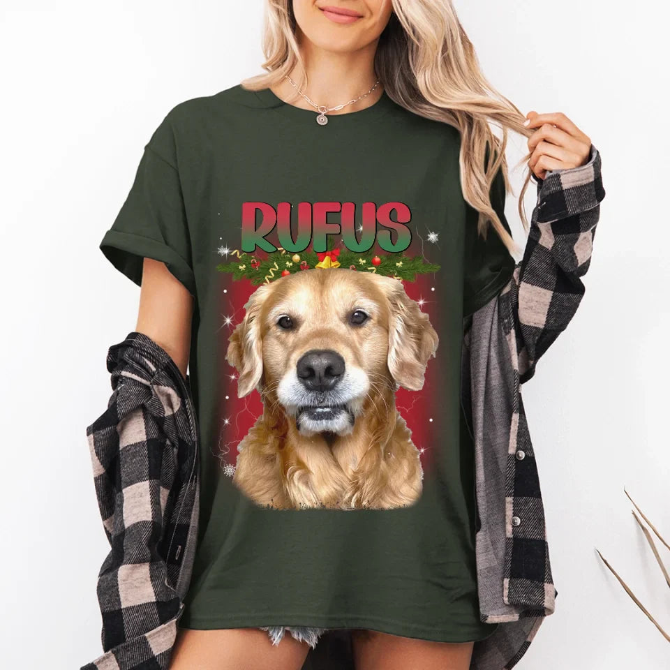 Personalized Christmas Custom Pet Photo T-Shirt