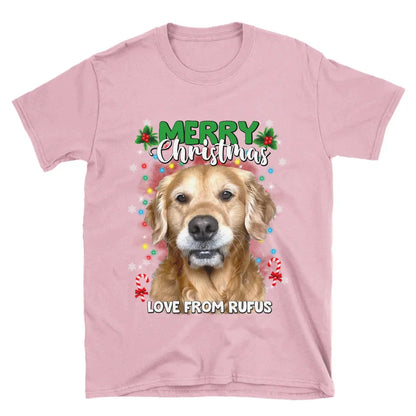 Personalized Christmas Tree Lights Custom Pet Face T-Shirt