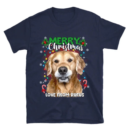 Personalized Christmas Tree Lights Custom Pet Face T-Shirt