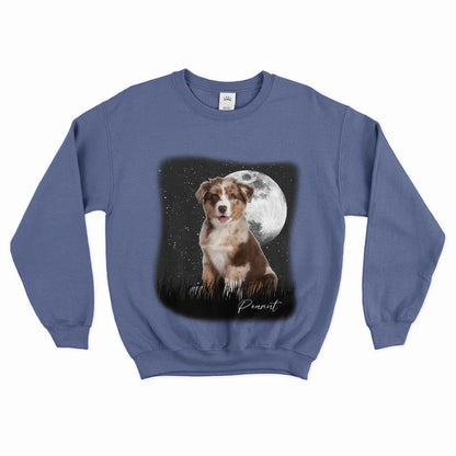 Vintage Style Full Moon Custom Pet Photo Sweatshirt