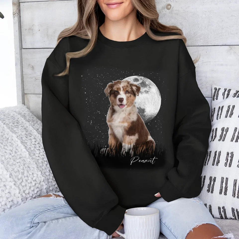 Vintage Style Full Moon Custom Pet Photo Sweatshirt
