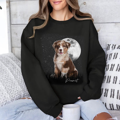 Vintage Style Full Moon Custom Pet Photo Sweatshirt