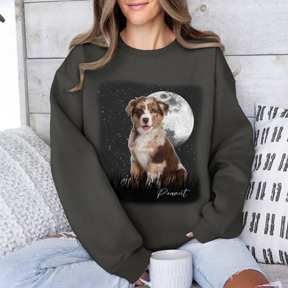 Vintage Style Full Moon Custom Pet Photo Sweatshirt