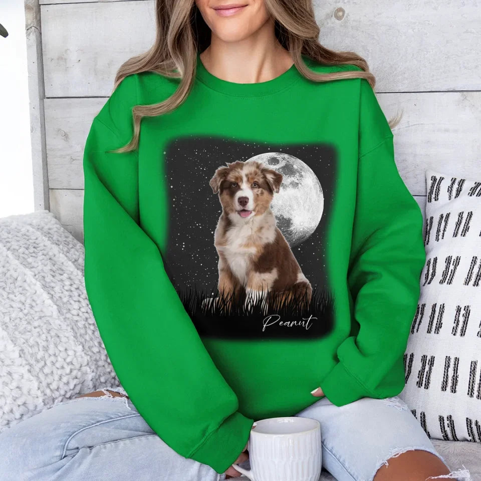 Vintage Style Full Moon Custom Pet Photo Sweatshirt
