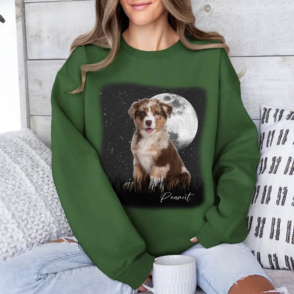 Vintage Style Full Moon Custom Pet Photo Sweatshirt