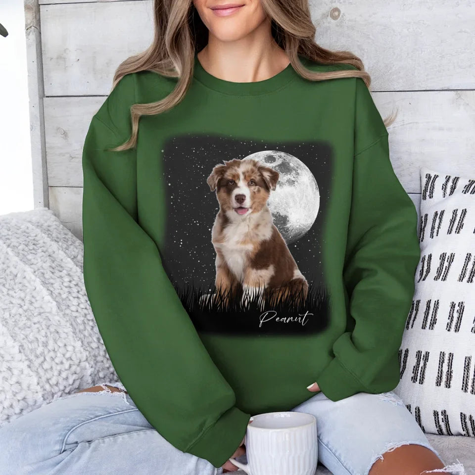 Vintage Style Full Moon Custom Pet Photo Sweatshirt