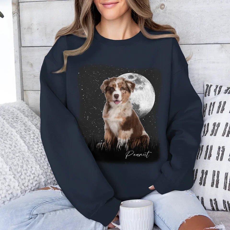Vintage Style Full Moon Custom Pet Photo Sweatshirt