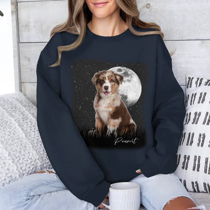 Vintage Style Full Moon Custom Pet Photo Sweatshirt