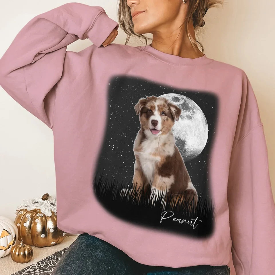 Vintage Style Full Moon Custom Pet Photo Sweatshirt
