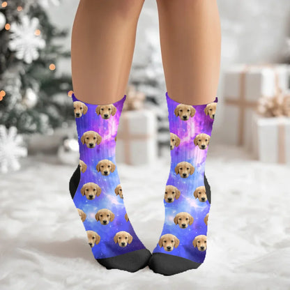 Personalized Pet Face Space Print Socks