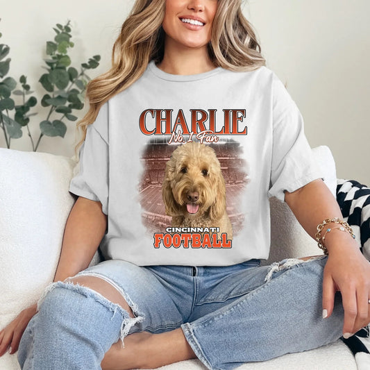 Personalized American Football Fan Pet Photo T-Shirt