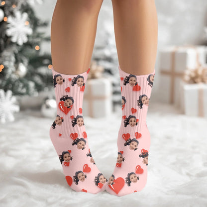 Personalized Valentines Day Face Socks
