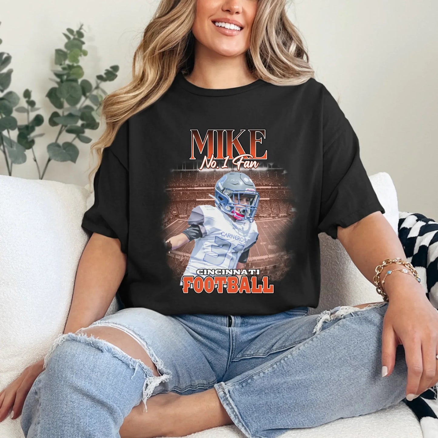 Personalized American Football Fan Photo T-Shirt