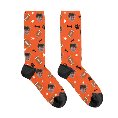 Personalized American Football Photo Socks