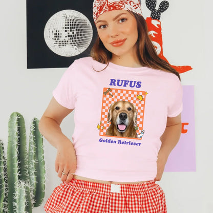 Personalized Checkered Pet Photo Baby Tee