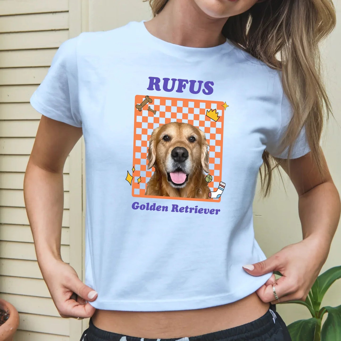 Personalized Checkered Pet Photo Baby Tee