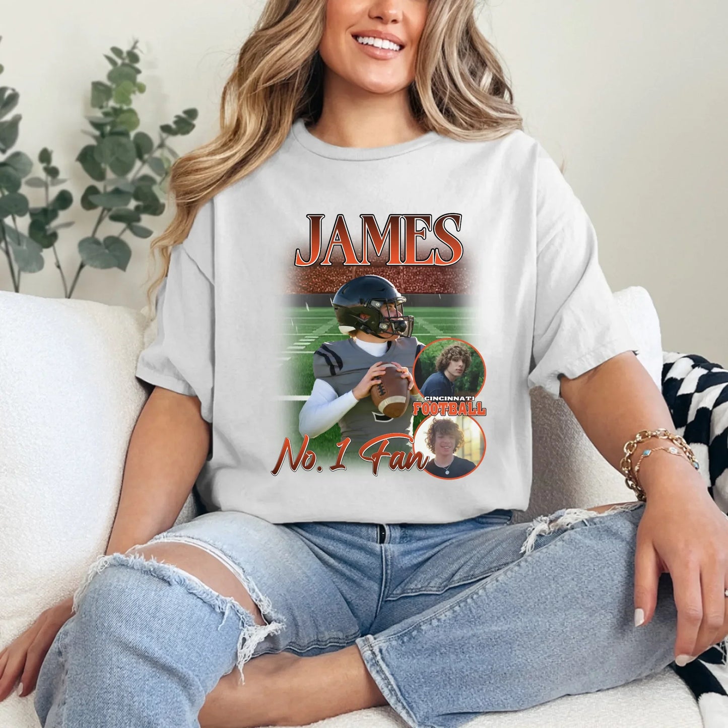 Personalized American Football Custom Photo T-Shirt