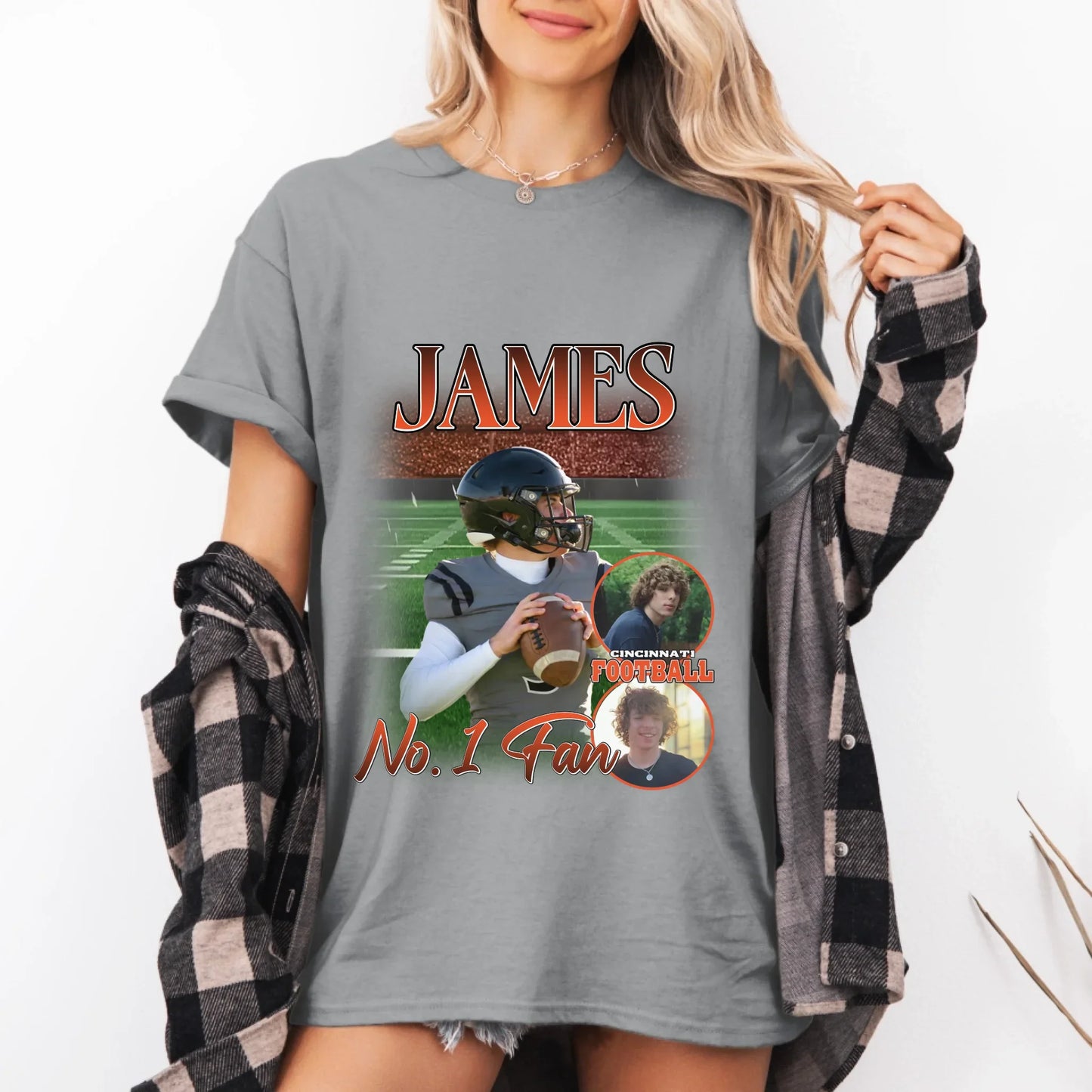 Personalized American Football Custom Photo T-Shirt