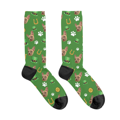 Personalized St. Patrick's Day Pet Face Socks
