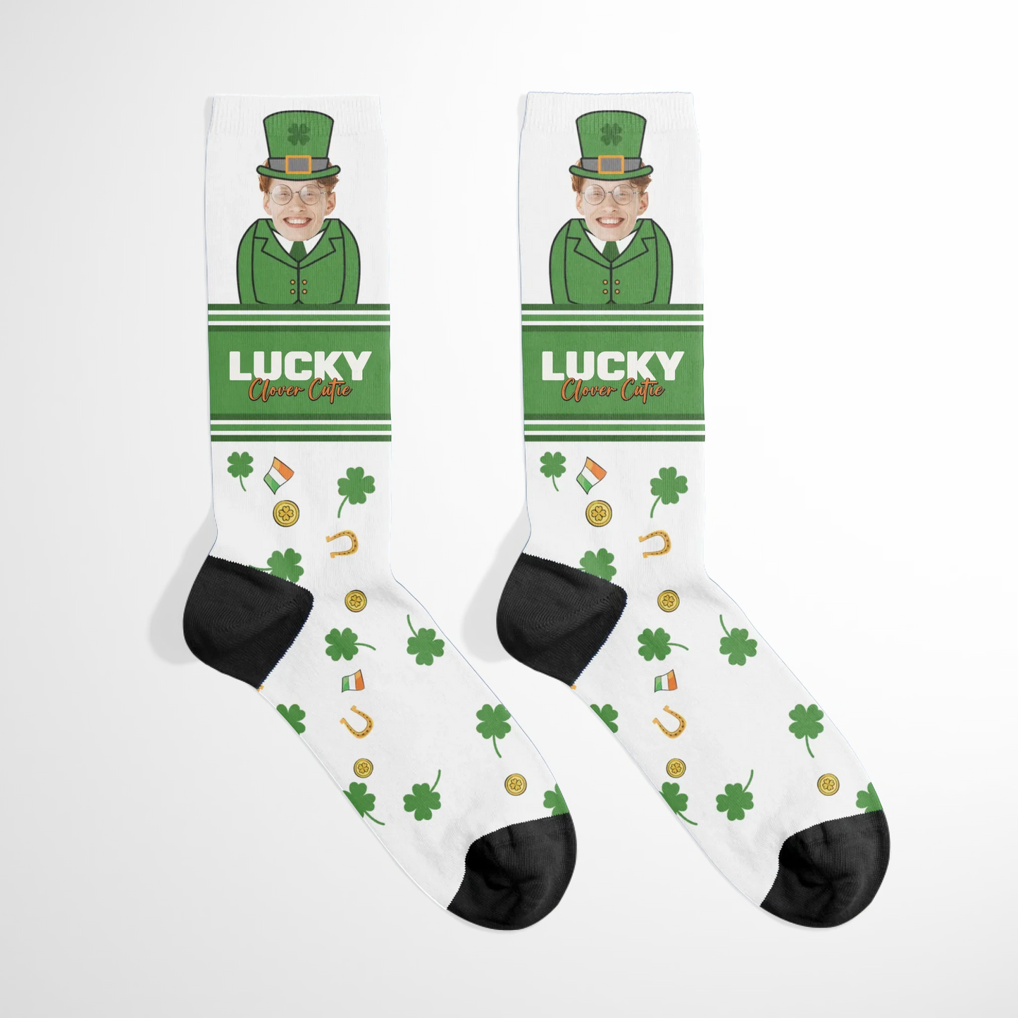 Personalized St. Patricks Day Novelty Face Socks