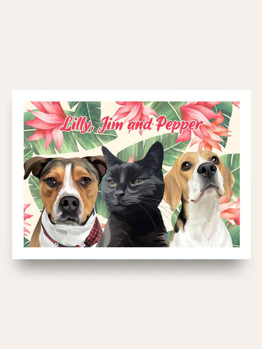 Summer (3 Pets) - Custom Pet Portrait