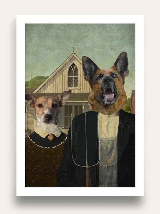 American Gothic (2 Pets) - Custom Pet Portrait