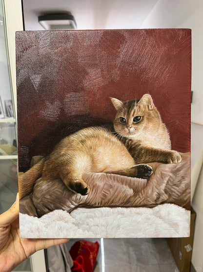 Hand-Painted Realistic Oil Pet Portrait Custom Canvas